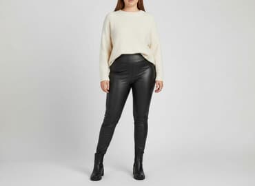 legginsy jeździeckie ocieplane: Legginsy Ze skóry ekologicznej damskie, rozmiar XL — 1