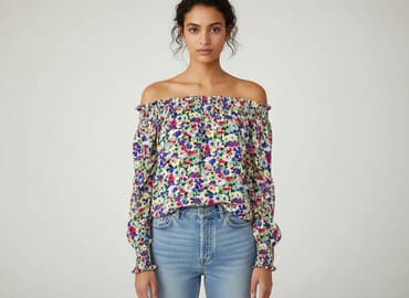 bluzki hiszpanki w kwiaty: Bluzka damska, rozmiar L — 7