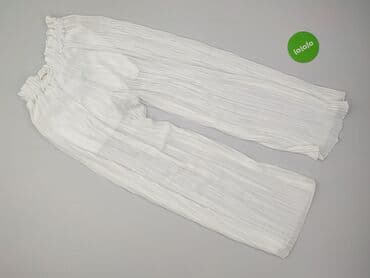 biale szerokie jeansy: Spodnie materiałowe damskie, rozmiar One size — 3