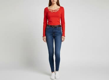 bluza z czerwonym napisem: La Pia, Bluzka damska, rozmiar S — 6