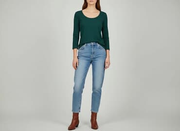 szmaragdowa bluzki damskie: Basic, Bluzka damska, rozmiar XS — 9