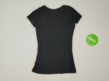 czarne t shirty damskie w serek: Ichi, T-shirt damski, rozmiar XS — 3