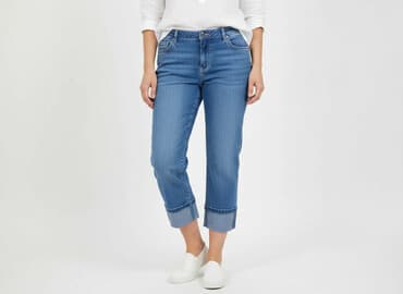 jeansy cropped damskie: Paprika, Spodnie 3/4 damskie, rozmiar L — 6