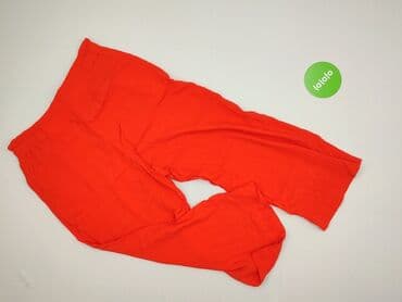 spodnie czerwone w krate: Material trousers for women, size L (EU 40) — 3