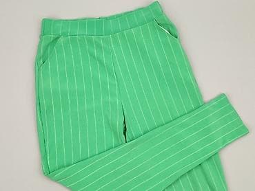 leginsy biale: Zielone damskie spodnie w delikatne, pionowe paski. - Krój: zwężane — 1