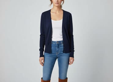 sweter z dekoltem v: CAMAIEU, Kardigan damski, rozmiar S — 6