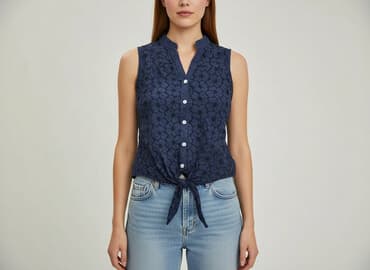 granatowa bluzka na ramiączkach: Bluzka damska, rozmiar L — 5