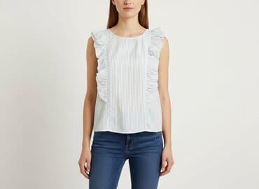 białe prążkowane bluzki: Moodo, Bluzka damska, rozmiar S — 1