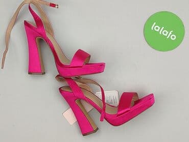 stradivarius pomarańczowe buty na obcasie: Sandały damskie, 37 — 3