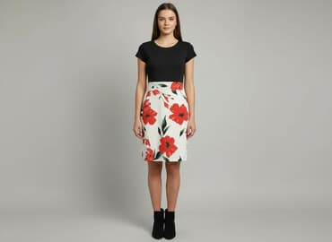 krótka sukienka w kwiaty na wesele: Sukienka damska, rozmiar S — 1