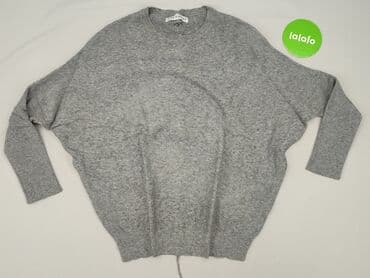 czarna sukienka i szary sweter: Sweter damski, rozmiar One size — 2