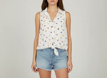 bluzka z piórami przy rękawach: Women's blouse, size S — 1