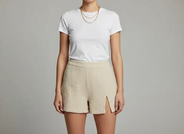 krótkie kremowe spodenki: Shein, Szorty damskie, rozmiar S — 8