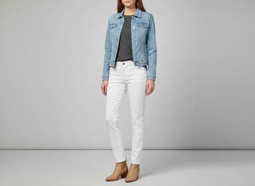 białe jeansy szerokie: Janina, Jeansy damskie, rozmiar M — 7