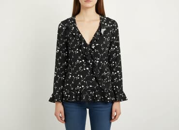 bluzka czarna z dekoltem v: Amisu, Women's blouse, size XS — 1