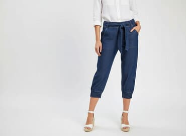 jeansy cropped damskie: Spodnie 3/4 damskie, rozmiar S — 6