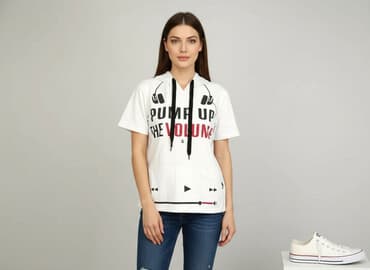 bluzka z krotkim rekawem z kapturem: Bluza z kapturem damska, rozmiar S — 1