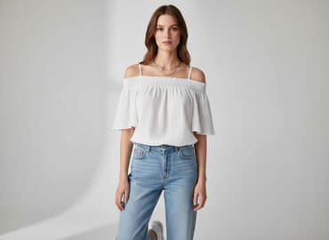 biala bluzka na jedno ramie: F&F, Bluzka damska, rozmiar S — 1