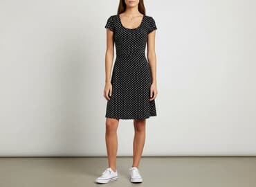 czerwone sukienki w groszki: H&M Basic, Sukienka damska, rozmiar M — 6