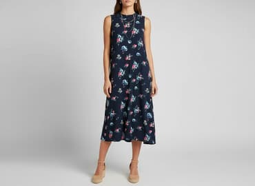 niebieska sukienka w kwiaty na wesele: Sukienka damska, rozmiar S — 1