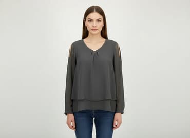 czarne bluzki dekolt v: Bluzka damska, rozmiar M — 6