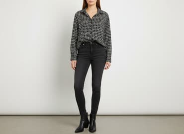 koszula damska w geometryczne wzory: House, Women`s shirt, size M — 1