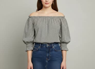 modne bluzki z bufiastymi rękawami: Bluzka damska, rozmiar S — 6