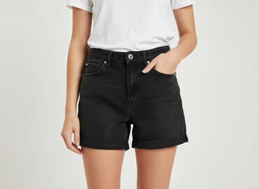 spodenki czarne krótkie: H&M, Szorty damskie, rozmiar S — 7