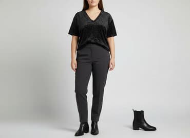 czarne t shirty damskie w serek: T-shirt damski, rozmiar XL — 5