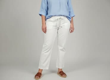 biale szerokie jeansy: George, Spodnie materiałowe damskie, rozmiar 2XL — 6