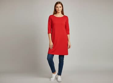 czerwona długa sukienki: Sukienka damska, rozmiar M — 1