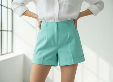 krótkie spodenki z szerokimi nogawkami: Szorty damskie, rozmiar M — 7