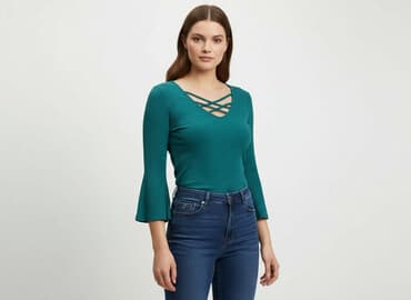 bluzka z przekładanym dekoltem: Amisu, Bluzka damska, rozmiar S — 1