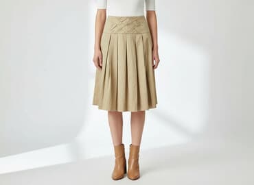 spódnice plisowane beżowa midi: Reserved, Spódnica damska, rozmiar L — 1