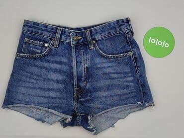 krótkie jeansowe spodenki z wysokim stanem: Denim, Szorty damskie, rozmiar S — 2