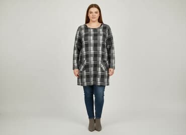 bluzka w kratę czarno biala: Tu, Tunika damska, rozmiar XL — 1