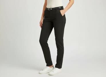 spodnie czarne damskie z niskim stanem: Spodnie materiałowe damskie, rozmiar M — 1