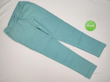 jeansy z elastanem: Damskie spodnie materiałowe, kolor miętowy/turkusowy. - Fason — 2