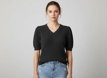 bluzka sweterkowa damska z krótkim rękawem: Sweter damski, rozmiar S — 1