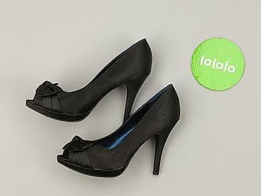 deichmann botki ażurowe: Czarne damskie czółenka peep-toe na szpilce - Rozmiar: 37 (oznaczenie — 2