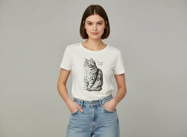 sinsay kapcie koty: Sinsay, T-shirt damski, rozmiar XS — 1