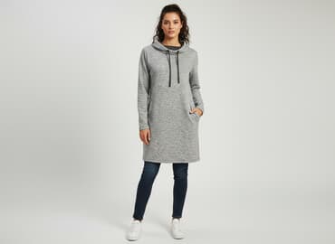 sukienki dresowe z kapturem damskie: Sukienka damska, rozmiar S — 1