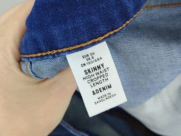 szerokie dżinsy z wysokim stanem: Denim, Jeansy damskie, S — 4