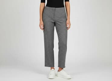 szare szerokie jeansy: Spodnie materiałowe damskie, rozmiar L — 5