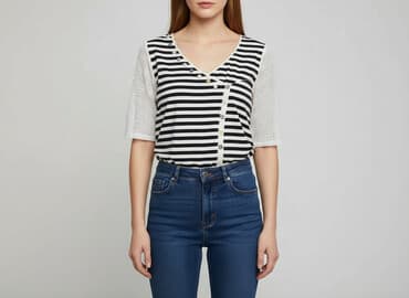 bluzki w paski z serduszkiem: Bluzka damska, rozmiar M — 5