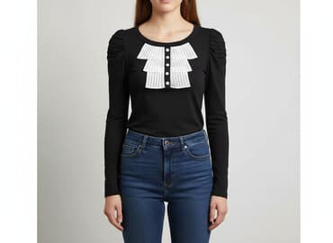 czarne bluzki rekaw 3 4: Bluzka damska, rozmiar S — 7