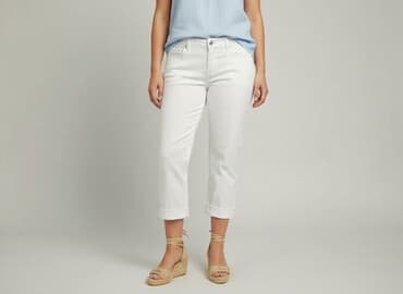 biale szerokie jeansy: Spodnie 3/4 damskie, rozmiar XL — 6