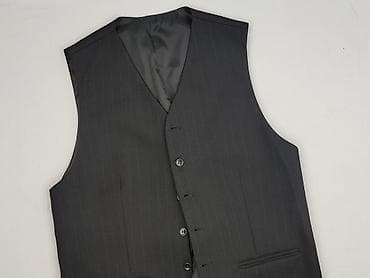 bluza 2pac: Męska kamizelka garniturowa w klasyczne, cienkie prążki. Kolor: ciemny — 1