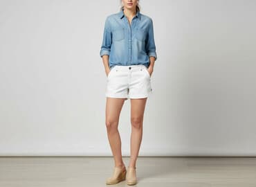 białe spodenki damskie hm: H&M, Szorty damskie, rozmiar M — 6