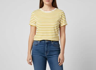 koszulka żółta w czarne paski: H&M, T-shirt damski, rozmiar 3XL — 6